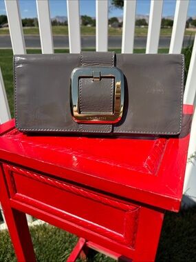 Grey Patented Leather Michael Kors Clutch, So Chic